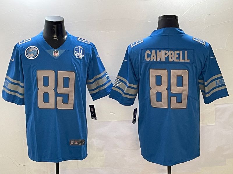 Men Detroit Lions 89 Campbell Blue three generations 2024 Nike Limited NFL Jersey style 01023